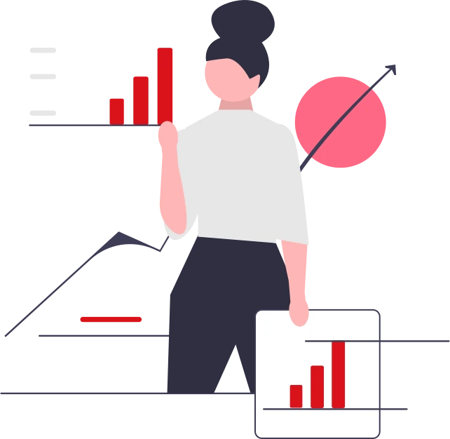 Person mit Diagrammen und Berichten zur Immobilienverwaltung