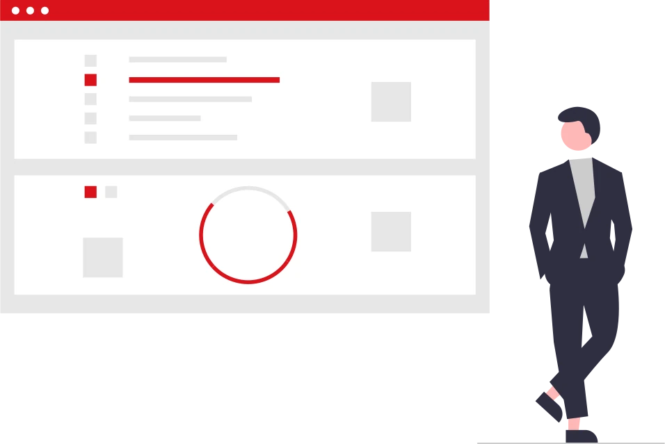Person vor einem digitalen Dashboard zur Abrechnungskontrolle