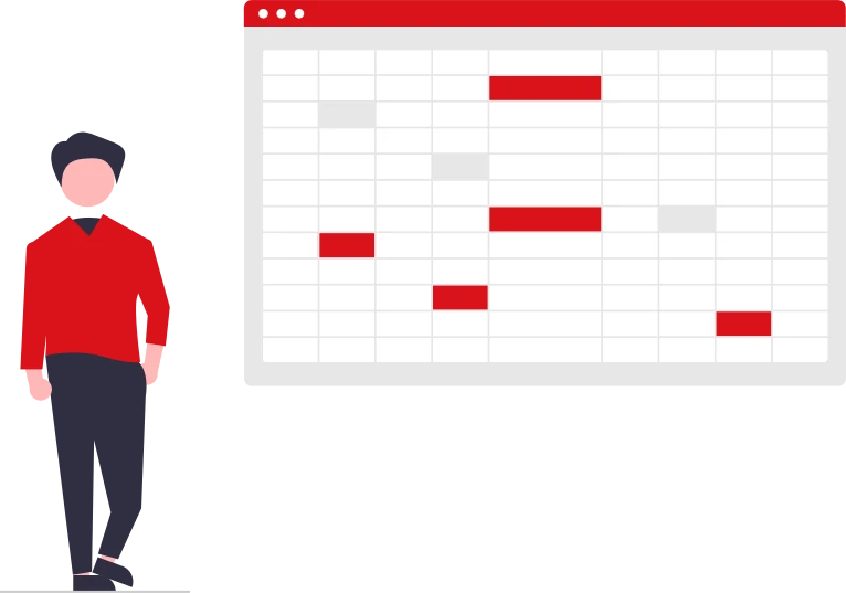 Person neben einem Kalender für die Organisation von Immobilienverwaltung